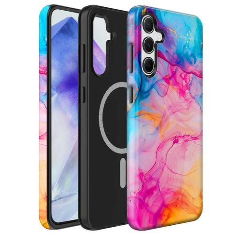 Samsung Galaxy A55 Marmer Telefoonhoesje Magsafe Compatibel Though Case