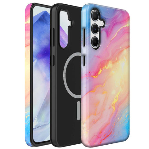 Samsung Galaxy A55 Marmer Telefoonhoesje Magsafe Compatibel Though Case