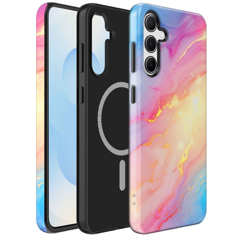 Samsung Galaxy S25 Marmer Telefoonhoesje Magsafe Compatibel Though Case