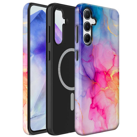 Samsung Galaxy A55 Marmer Telefoonhoesje Magsafe Compatibel Though Case