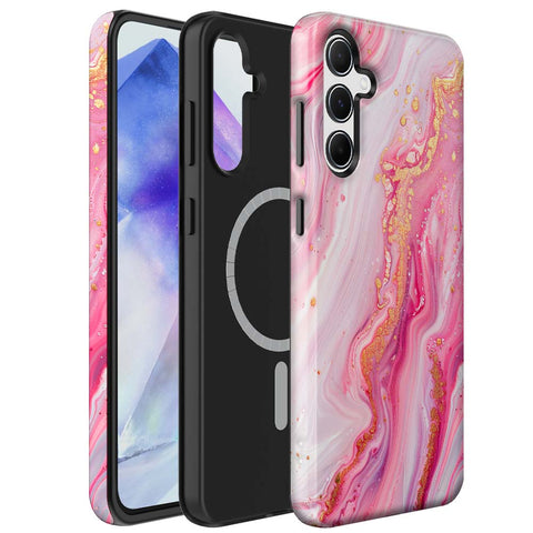 Samsung Galaxy A55 Marmer Telefoonhoesje Magsafe Compatibel Though Case