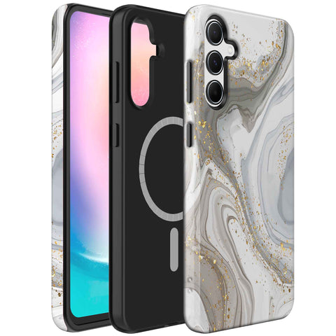 Samsung Galaxy A34 Marmer Telefoonhoesje Magsafe Compatibel Though Case