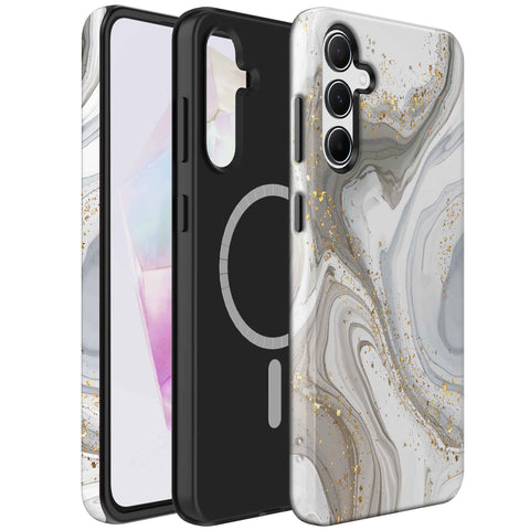 Samsung Galaxy A35 Marmer Telefoonhoesje Magsafe Compatibel Though Case