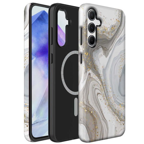 Samsung Galaxy A55 Marmer Telefoonhoesje Magsafe Compatibel Though Case