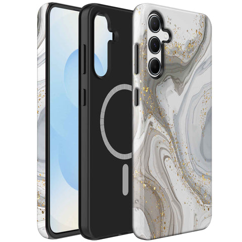 Samsung Galaxy S25 Marmer Telefoonhoesje Magsafe Compatibel Though Case